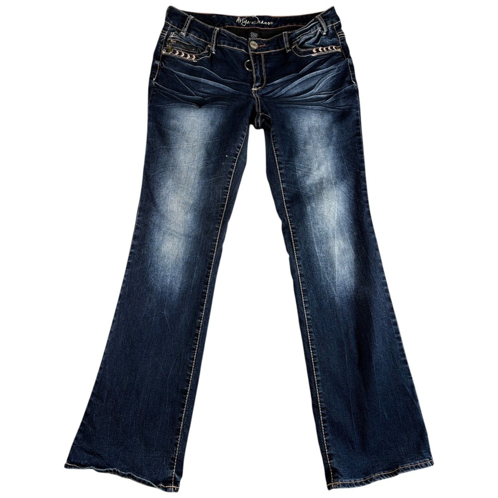 Ariya Jeans Womens 13/14 Faded Dark Wash Western Bootcut Stretch Denim 34x31.5